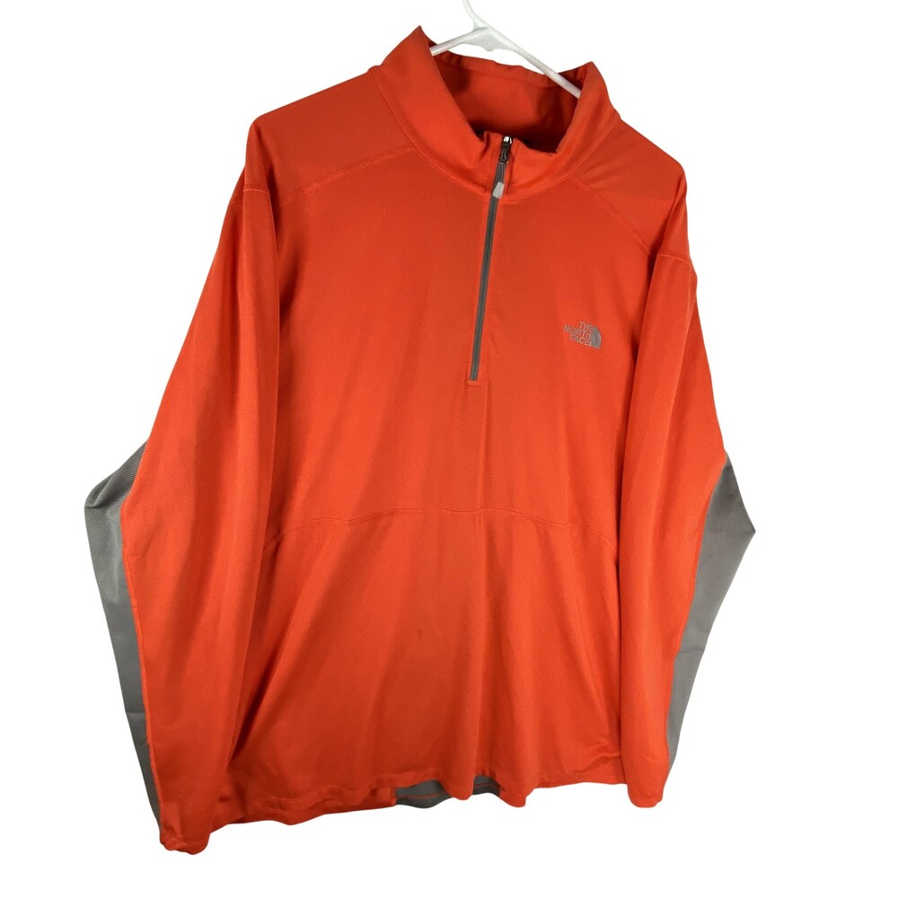 The North Face Shirt Mens 2XL Orange Gray Quarter Zip Long Sleeve Top NF00CP4U